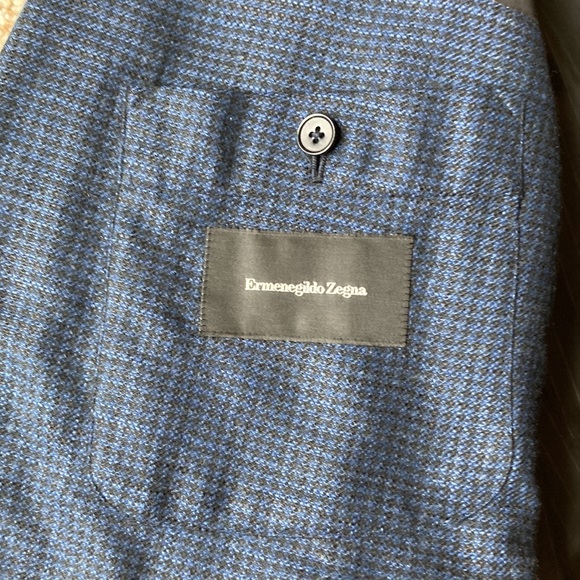 Ermenegildo Zegna Blue Houndstooth Wool 10 Pockets Travel Blazer EU 56 US 44 L - Picture 6 of 16